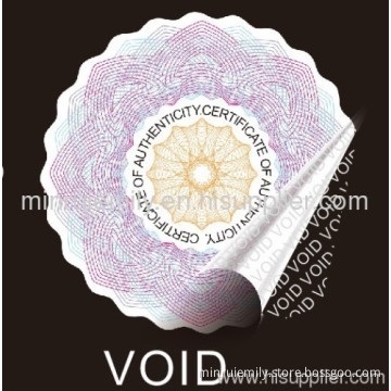 Custom White Void Labels,custom Adhesive Labels With Guilloche Made Of Security Label Materials 